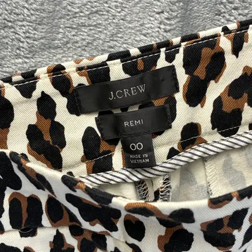 EUC J.Crew Remi Leopard Print High Rise Crop Pants Women's 00 Brown