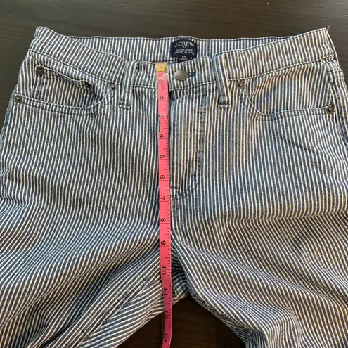 J Crew High Rise Crop Flare Striped Boho Jeans Size 29 Blue White Retro Funky