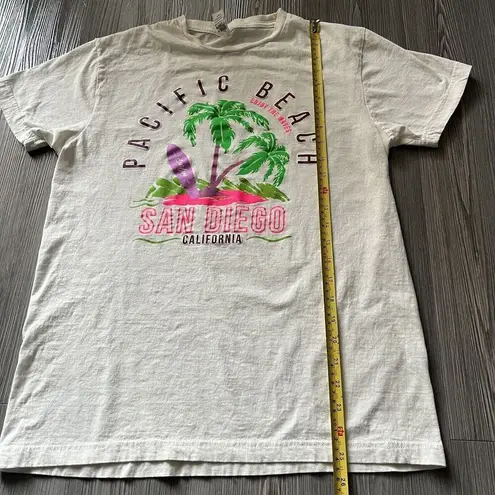 Pacific Beach San Diego Shirt Womens Medium White With Neon Cotton Tee