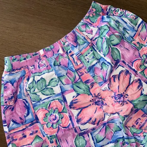 Vintage Summit Circle 100% Cotton Multicolor Floral Pattern Womens Shorts Sz 14