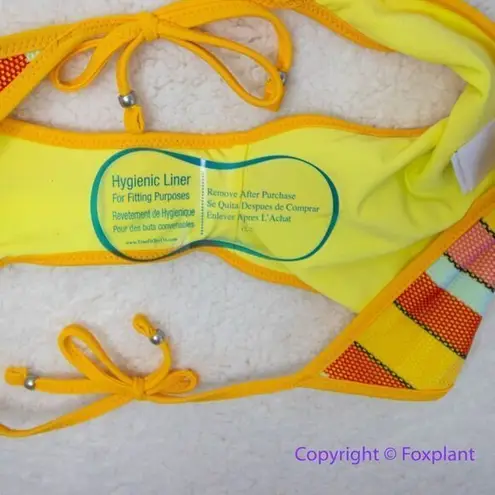 NEW Banana Moon rainbow stripes string tie up teens bikini bottom, size M Yellow Size M