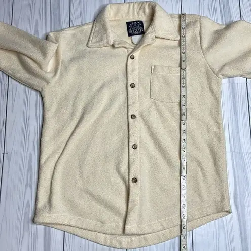 American Vintage Vintage Sierra Blue Terry Cloth Fleece Lined Button Down Cream Medium