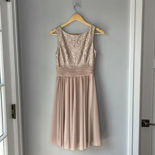 Jessica Howard Lace Chiffon Midi Dress Beige Neutral