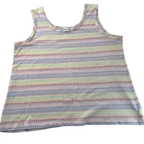 Vtg Pastel Knit Tank Top 80s Cottagecore Coquette Soft Aesthetic Wmns Lg Boxy Purple