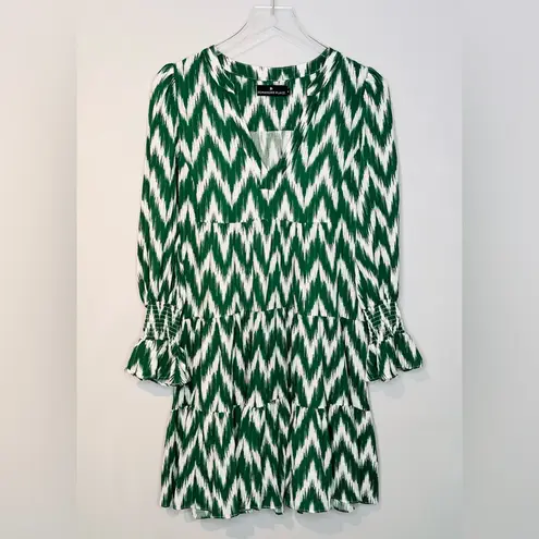 Pomander Place Tuckernuck Ikat Kenzo Green White Tiered Dress Size M