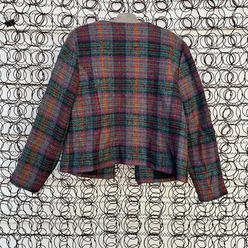 Christopher & Banks  Plaid Wool Blend Zipper Front Blazer Jacket