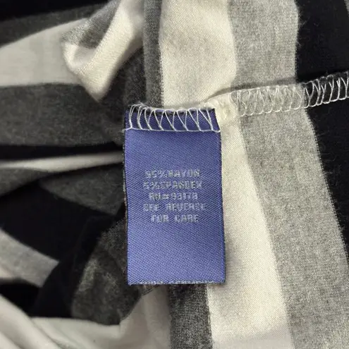 Vivienne Tam Cowl Neck Tank Woman's XL Striped Black White Gray Raw Hem Coastal