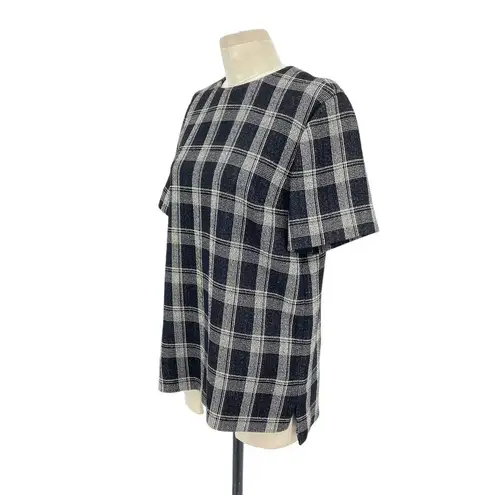 Proenza Schouler Black Plaid Short Sleeve Structured Top Size US 6