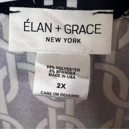 Elan NWT  + Grace Sleeveless Blouse Black White Size 2X Career Church Wear