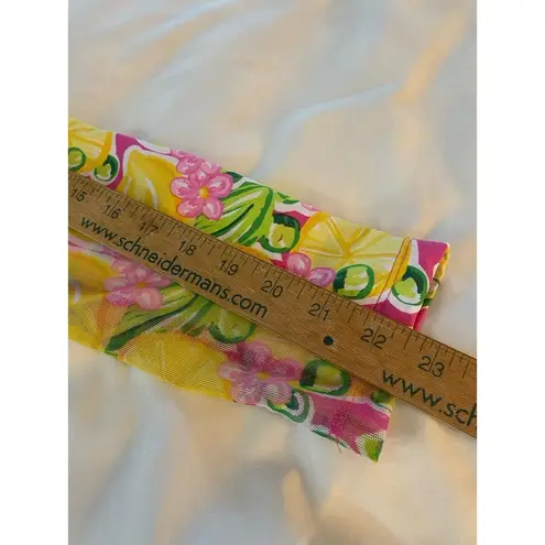 IBKUL Calista Hot Pink 1/4 Zip Shirt Large Yellow Lemons Mesh Long Sleeve UPF50+