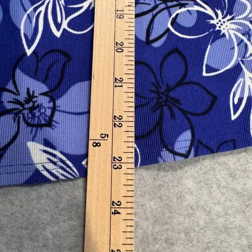 L.L.Bean Floral Swim Tankini Top Swimsuit Blue White Casual Comfort Size 22