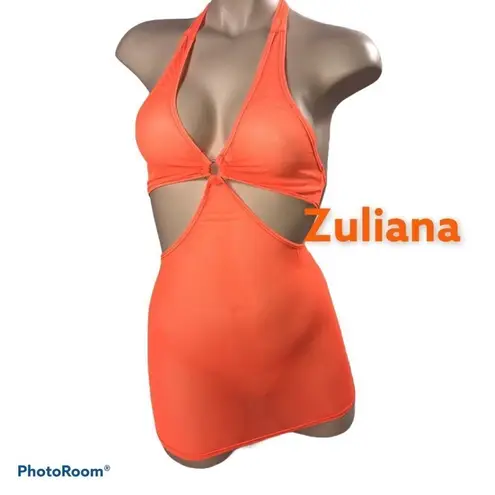 Zuliana Size XS/S Bright Orange Mesh Mini Dress. New With Tags.