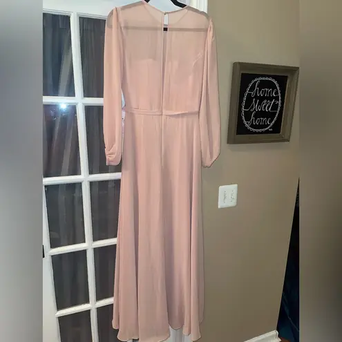 Dessy Collection by Vivian Diamond NWT Dessy Collection Sz 6-R Toasted Sugar Long Sleeve Evening Gown Light Pink