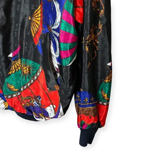Vintage Kocal 80s Baroque Ornate Hot Air Balloon Print Windbreaker Bomber Jacket Size M