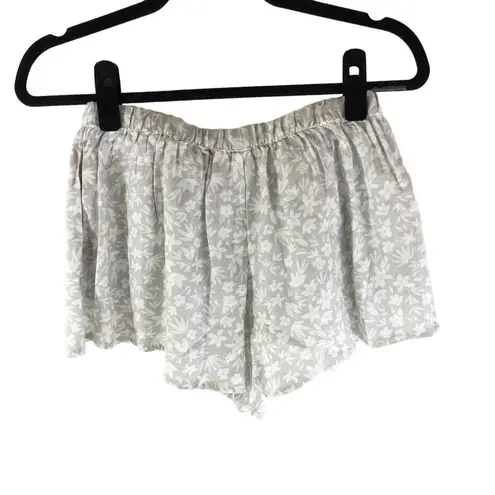 Rylee + Cru Womens Ditsy Scallop Shorts Linen Blend Drawstring Floral Gray M Size M