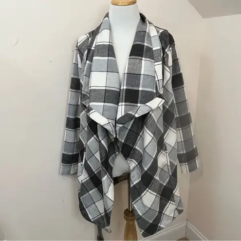 Matilda Jane Check It Twice Black / White Jacket Plaid Blanket Wrap XS/S