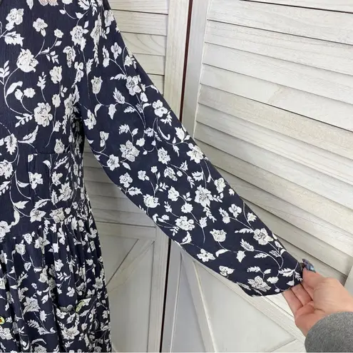 Globe Trotter Floral Shift Maxi Dress Blue White Small Boho Cottage Western