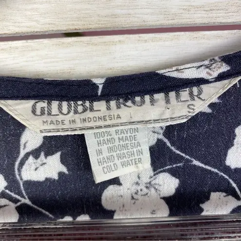 Globe Trotter Floral Shift Maxi Dress Blue White Small Boho Cottage Western