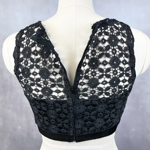 My Michelle Womens Crop Top Size 9 Black Lace Sleeveless Gothic Romantic Party