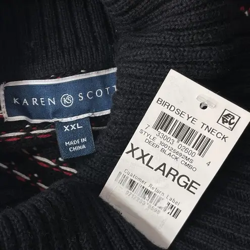 Karen Scott XX-Large Turtleneck Sweater Tight Knit Long Sleeve Stretch Black New