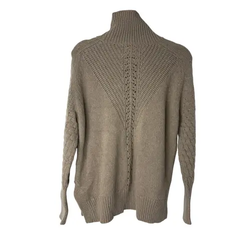 Zadig & Voltaire 100% Cashmere Turtleneck Sweater Cable Knit Taupe M/L
