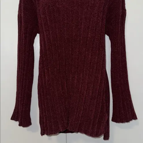 89th & Madison Ribbed Chenille Turtleneck Sweater Plum Women’s Large L Purple