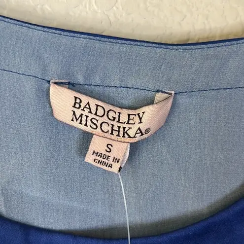 Badgley Mischka Silk Blue Ombré Short Sleeve Top Size S