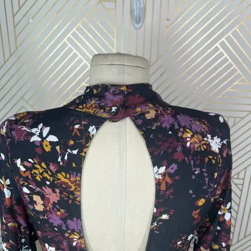 Flynn Skye Leah Mini Dress Black Purple Floral Print Size XS