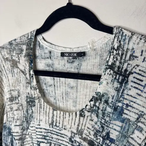 Nic+Zoe Linen Abstract Print Long Sleeve Tunic Sweater Small Lightweight Artsy