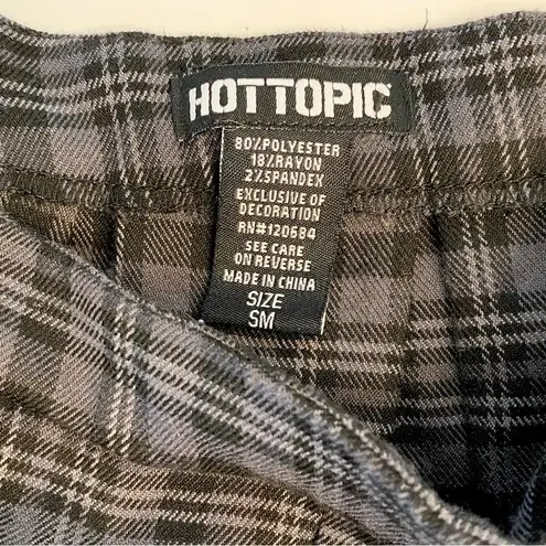 Hot Topic  Plaid Mini Skirt Black Grey Pleated Suspenders Sz Small