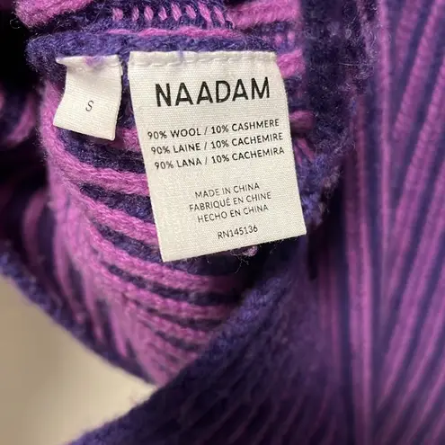 NAADAM Purple Two Tone Turtleneck High/Low Sweater, Wool/Cashmere Blend, Size S