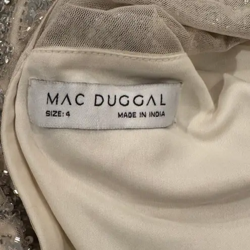 Mac Duggal NWT 5532 Embellished Illusion Cap Sleeve Column Gown Size 4