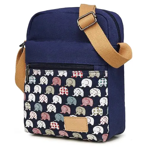 new Kemy’s ☀︎︎ Crossbody Purse Handbag Bag ☀︎︎ Elephant Print ☀︎ Navy Blue ☀︎