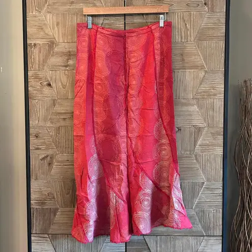 J. Jill Women's Burnt Orange Patterned Linen Maxi Skirt Size Small Bohochic