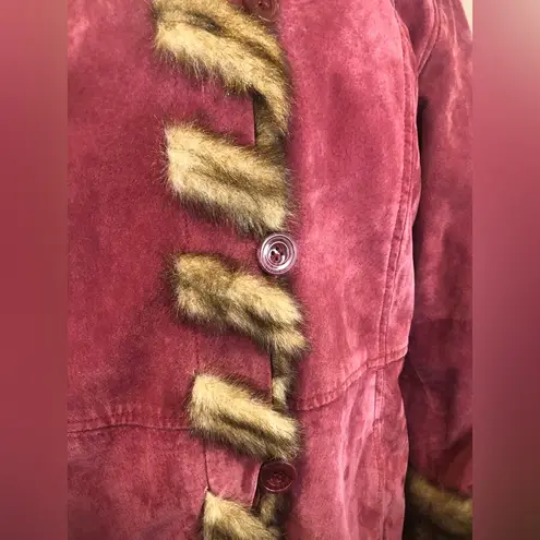 Dennis Basso Dusky Rose Long Line Suede Hooded Pea Coat w Pockets Sz MED NWOT