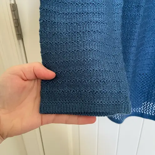 NEW Denim & Co. women’s blue tie front floral embroidered long sweater small