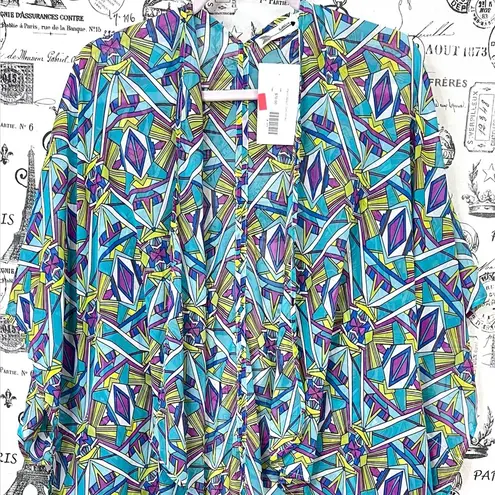 Palm Beach Geometric Boutique Print Kimono Sheer top throw over shrug wrap style Black Size undefined
