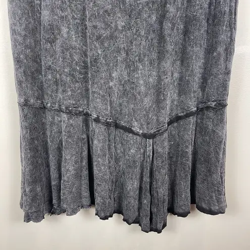 Chatoyant Womens Mineral Wash Mini Dress Sz M Black Gray Stretchy Grunge Drapey