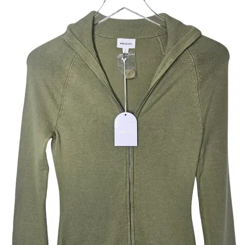 Song of Style Olive Green Knit Mini Dress Long Sleeve Full Zip Up Sz S