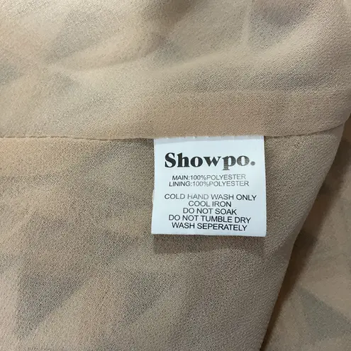 Showpo Geometric Print Spaghetti Strap Maxi Dress Size 16 Side Slit Brown