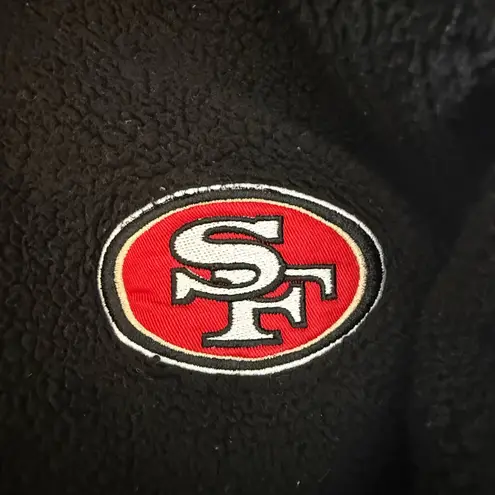 NFL  49ers Women’s Medium Sherpa Hoodie Zip Up Black Teddy Fleece Jacket