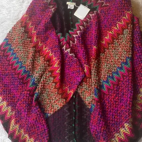 Shiraleah  DORA CAPE Bright vibrant crocheted colors oversized shawl cardigan NWT