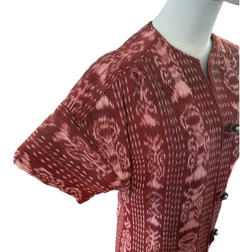 OOAK Quilted Patterened top jacket Short sleeves button front round neck medium