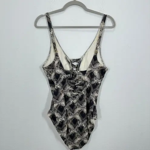 Bleu Rod Beattie One Piece Swimsuit Snake Print Lace Up V Neck Women's Size 12 - Image 7