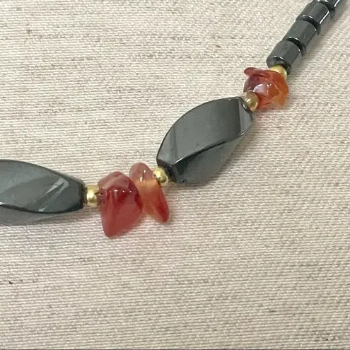 Hematite and carnelian necklace