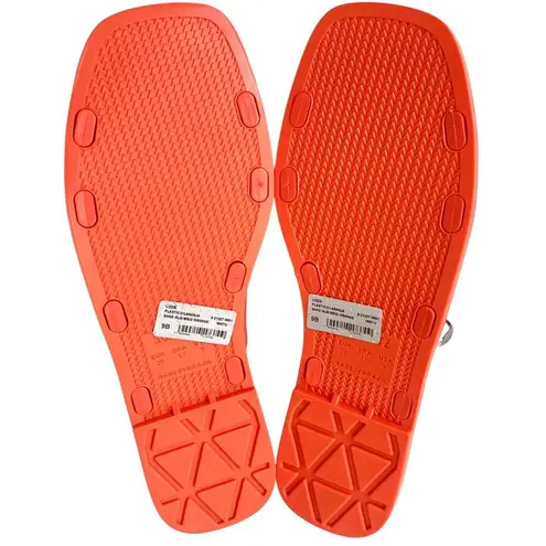 Schutz Nordstrom Lizzie Slides Sandal 9 Silver Studded Open Toe Bright Orange