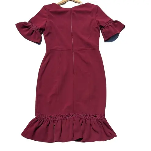 Paper Dolls London Midi Dress With Peplum Frill Hem And Sleeve Size 6