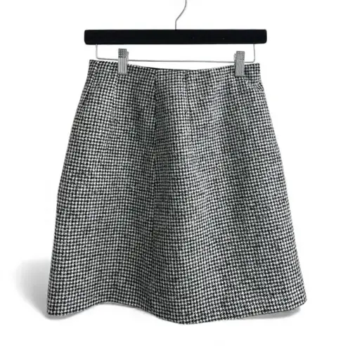 Massimo Dutti NEW WOOL Classic Black and White Houndstooth lined Mini Skirt XS - Image 3