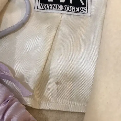 Vintage Wayne Rogers szS cream colored wool blazer jacket with shoulder pads EVC