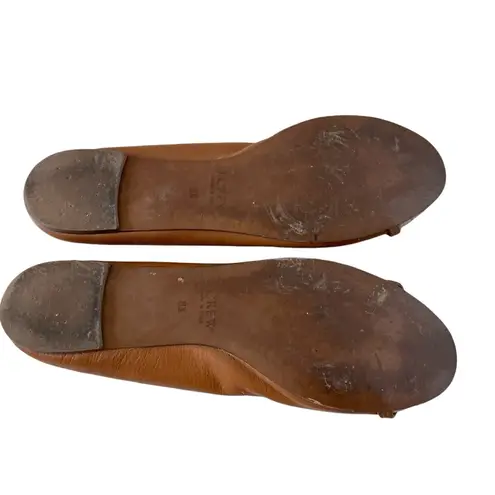 J.Crew  Nora leather cap toe ballet flat with chain pink & brown Sz 6.5 Italian